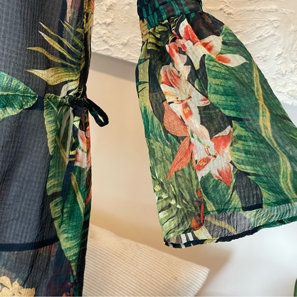 Zara Tropical Print Chiffon Cover Up Tunic Size Small - Picture 4 of 8
